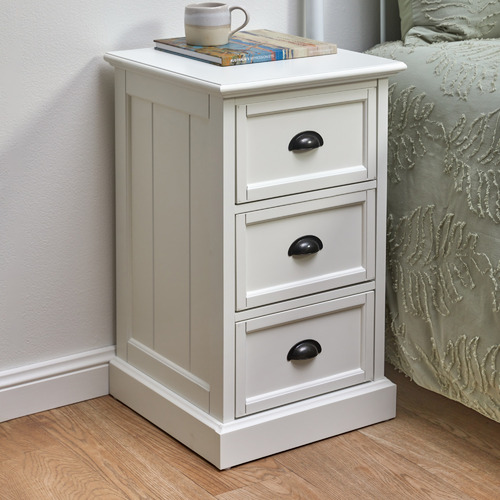 White hampton store bedside table